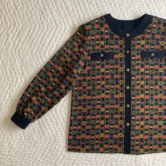 Vintage New Brownstone Studio New York Jewel Print Blouse Top - Picture 3 of 16